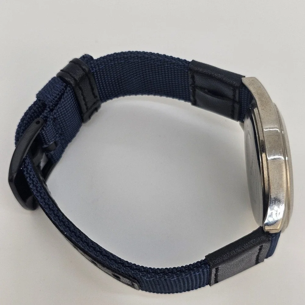 Advance Men Watch 40MM White Dial Blue Canvas Bands NewBattery LIGHT NOT WORKING